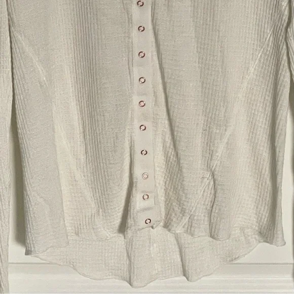 Free People Cream Going Places Snaps Waffle Knit Cardigan Sweater - 35604 - Picture 8 of 16